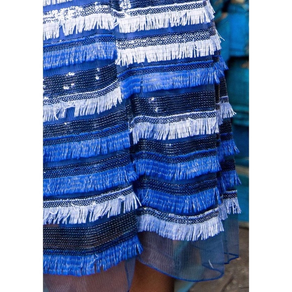 Royal Blue Mini A-line Fringe Dress - Picture 5 of 5